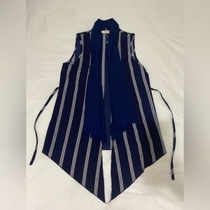 Waterfall blue striped cardigan blouse
